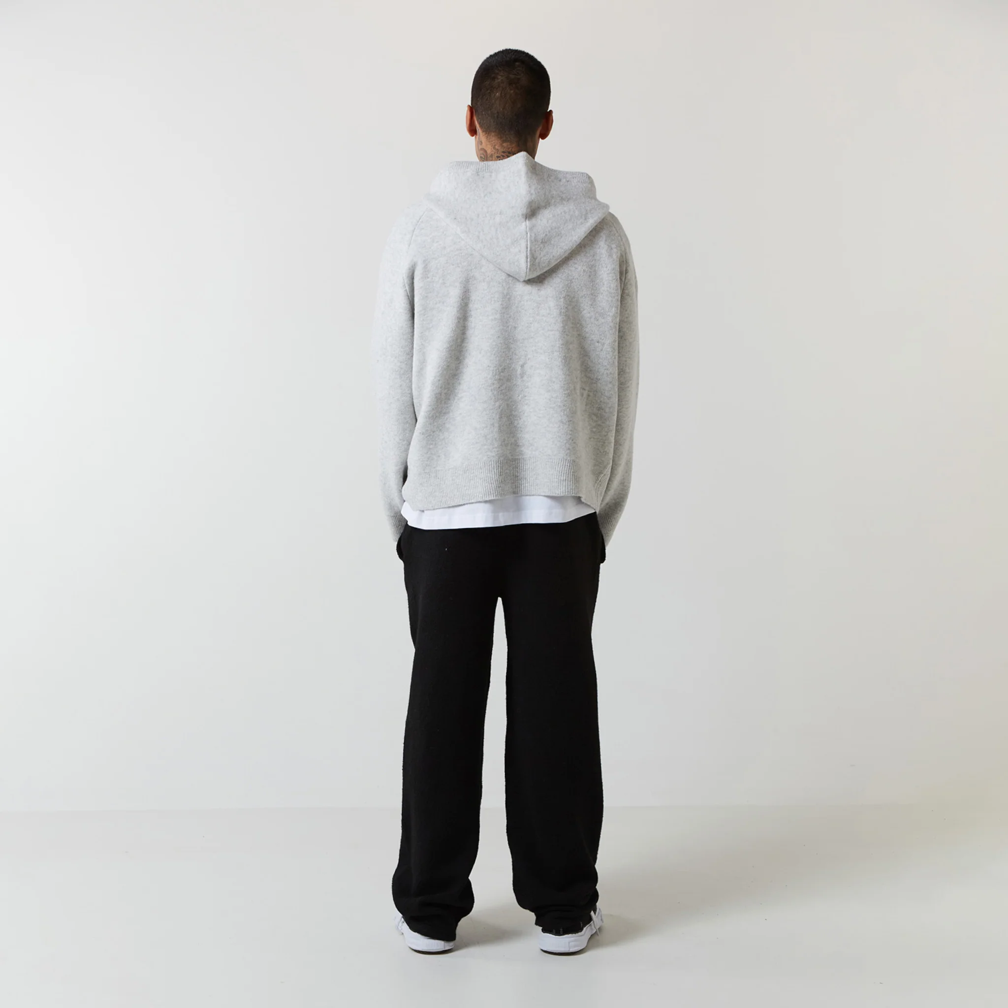 Knitted Hoodie | Light Grey Marl - Image 12