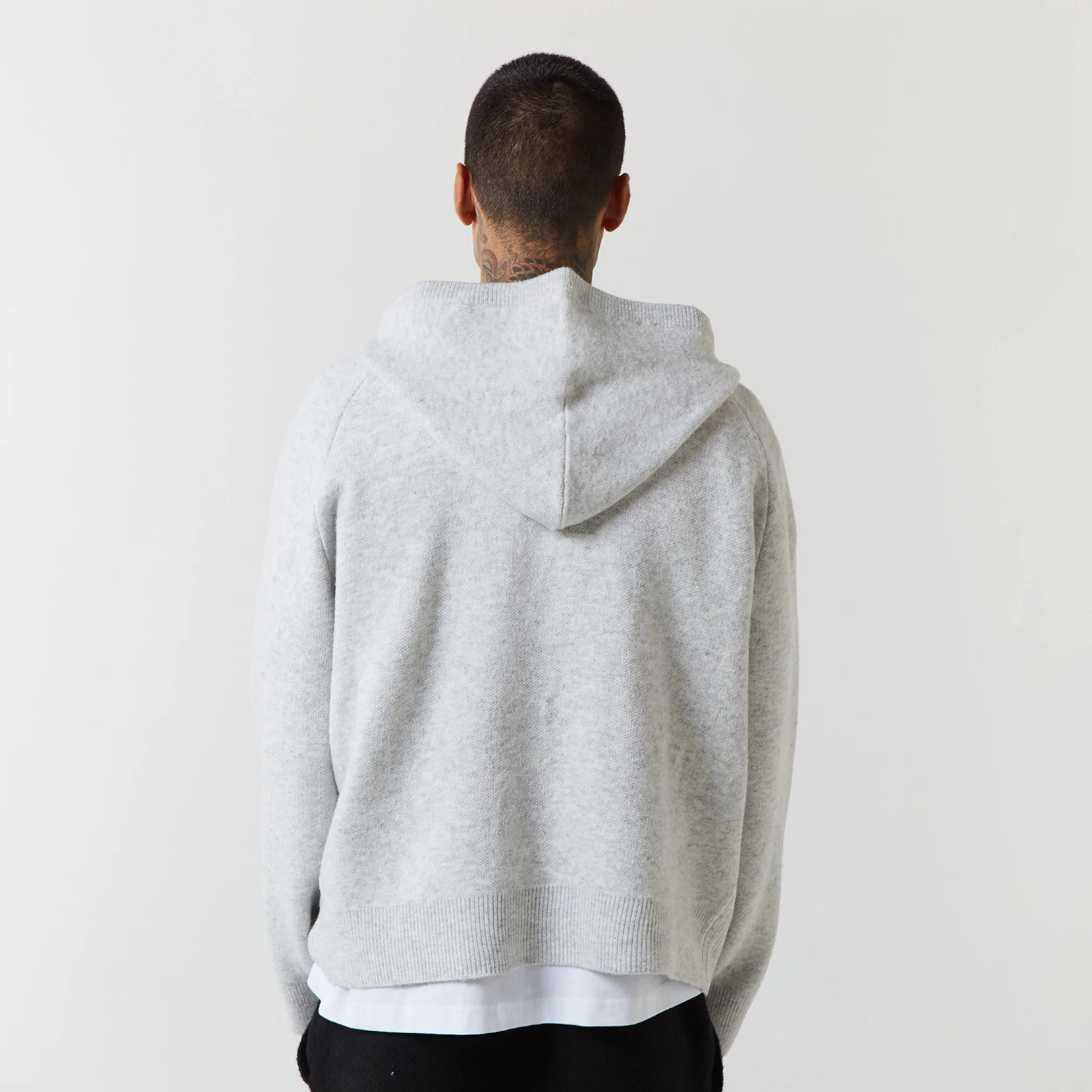 Knitted Hoodie | Light Grey Marl - Image 6