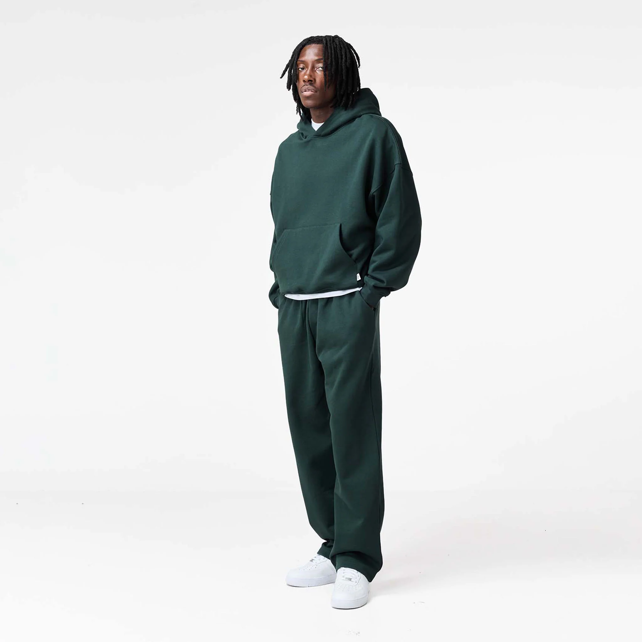 Loose Fit Cropped Hoodie | Forest Green - Image 6