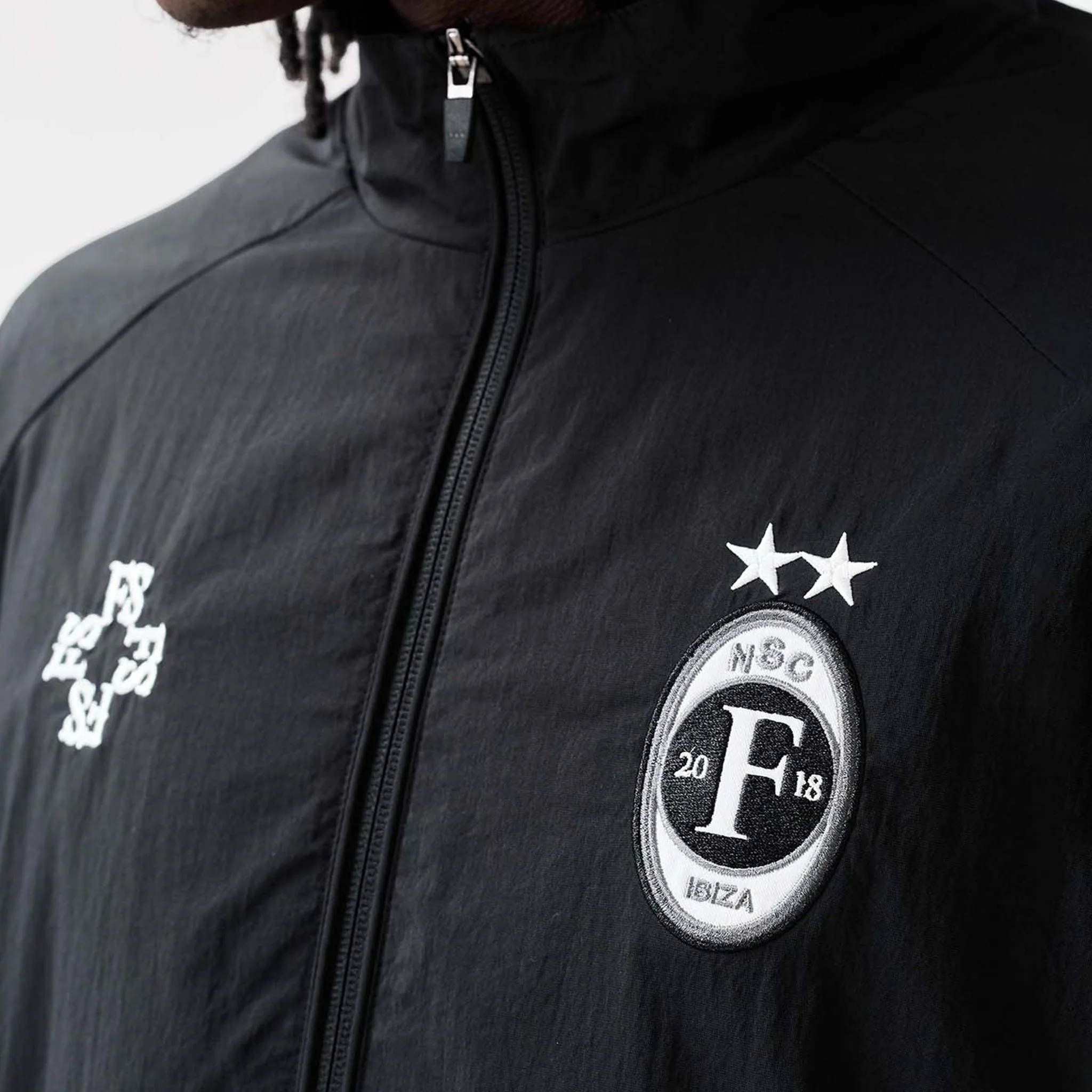 Nylon Football Jacket | Black - Image 3