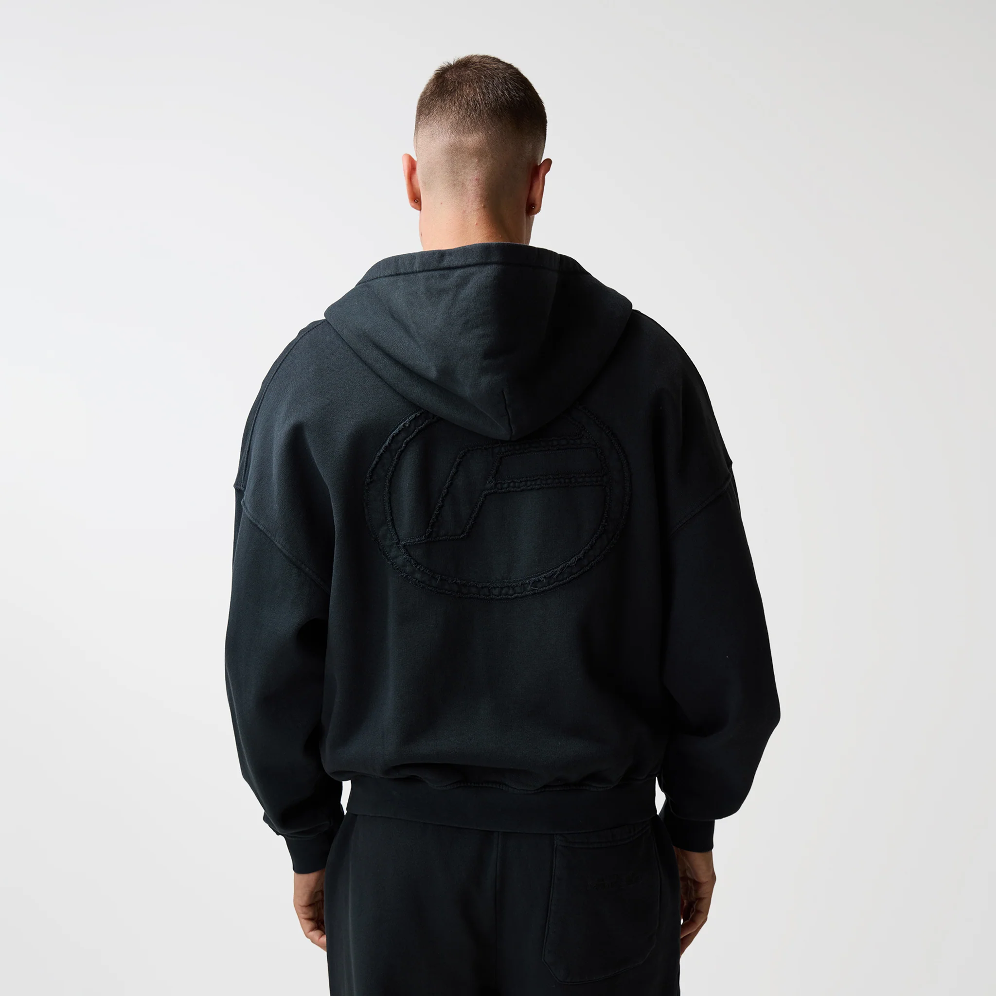 Oval Appliqué Hoodie | Washed Black - Image 3