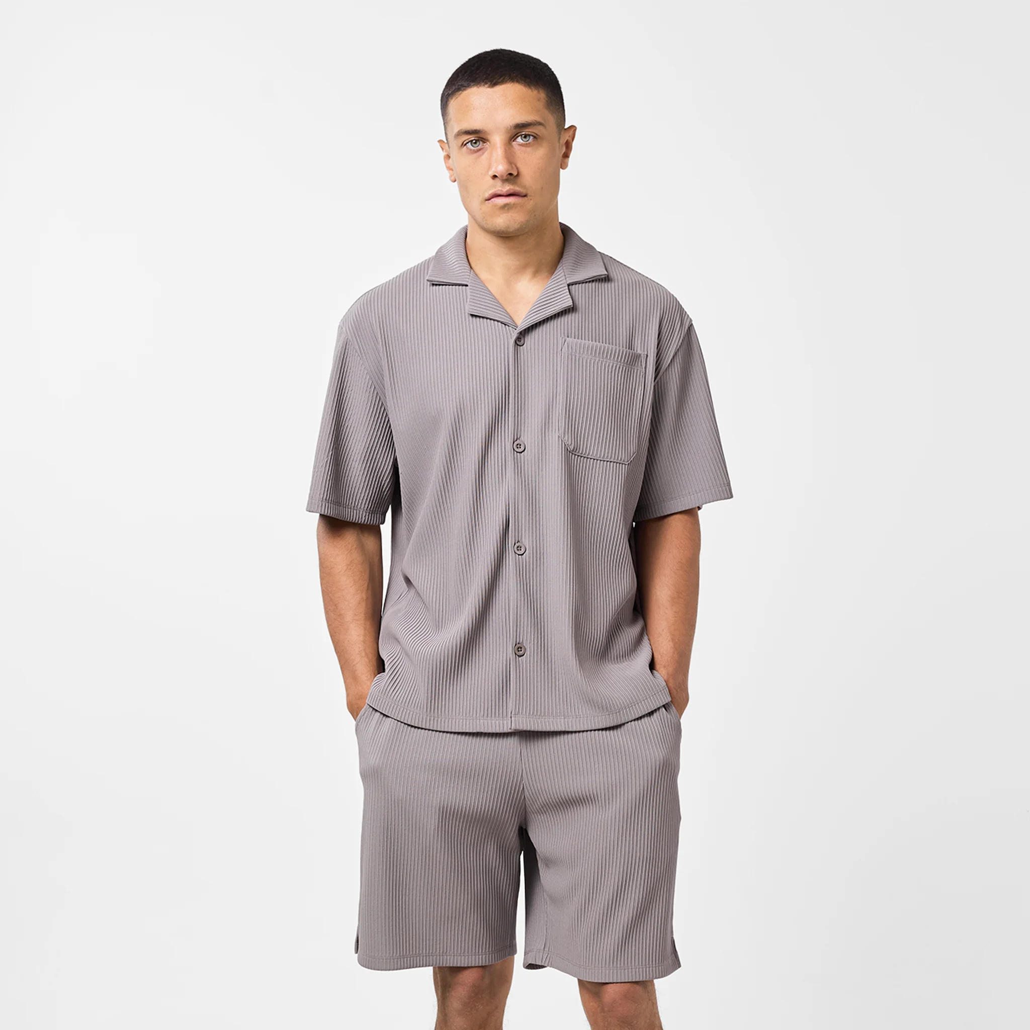 Pleated Shirt Twinset | Mushroom
