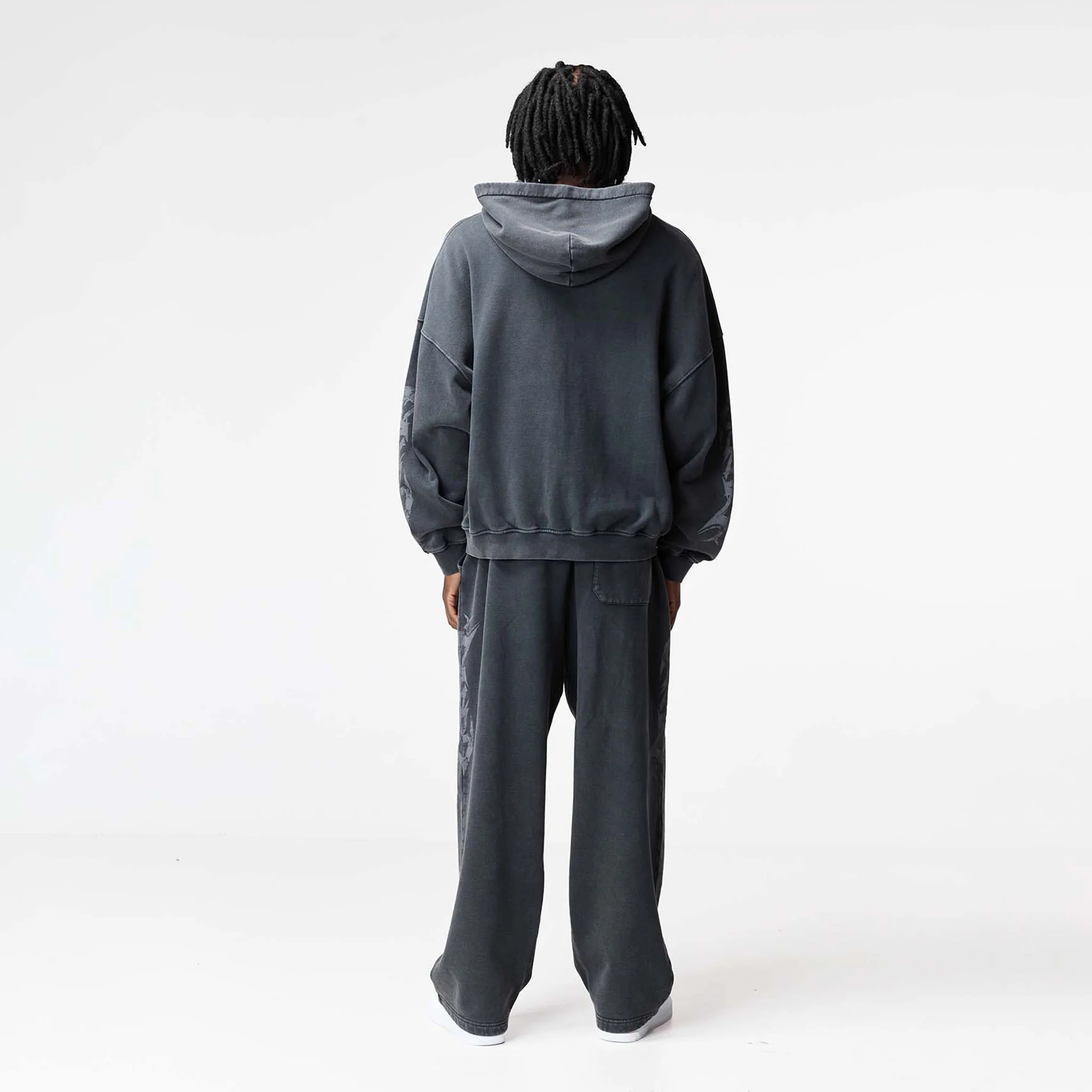 Shadow Full Zip Open Hem Tracksuit | Washed Black - Image 15