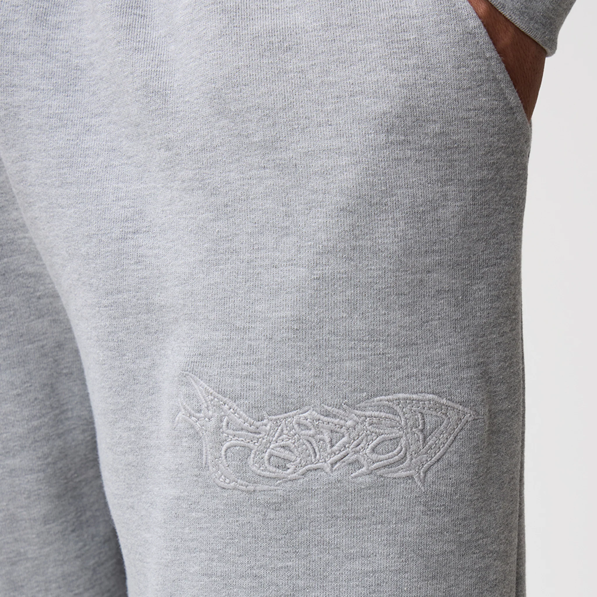 Shadow Loose Fit Open Hem Jogger | Grey Marl - Image 4