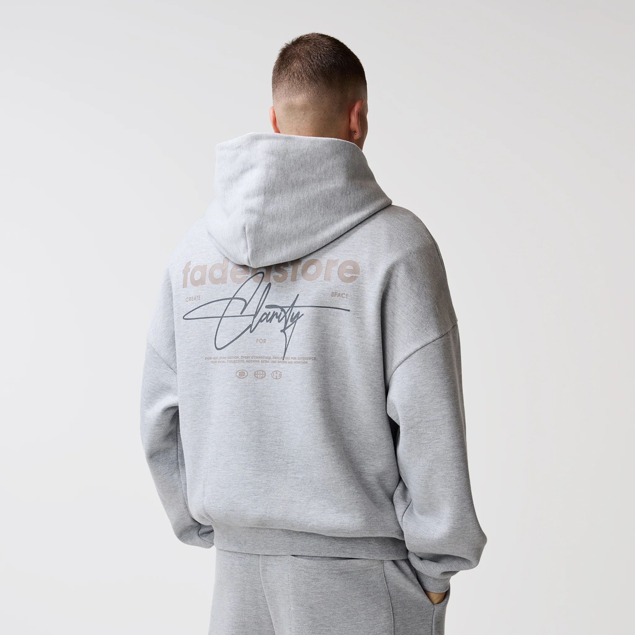 Space For Clarity Cropped Zip Hoodie | Grey Marl - Image 4